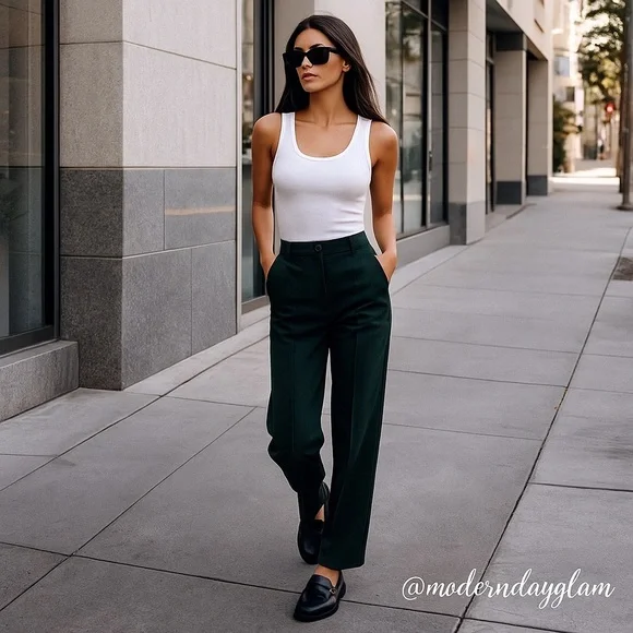 Zara Forest Green Trousers - Picture 2 of 6